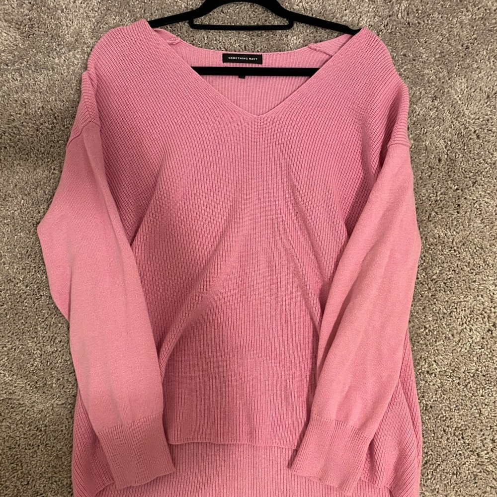 Something Navy Bubblegum Pink Knit Sweater